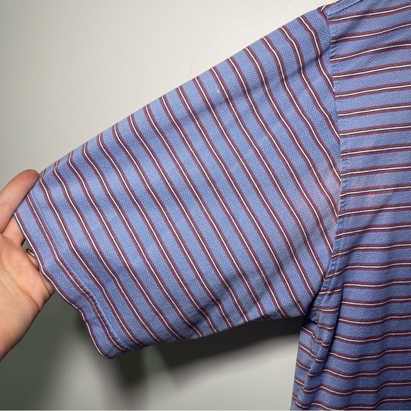 Peter Millar men's blue red striped Short Sleeve Striped polo shirt in size XL - Picture 5 of 7